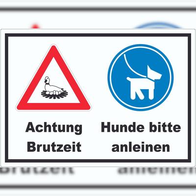 HB-Druck Achtung Brutzeit Hund bitte anleinen Aufkleber A8 (52x74mm)