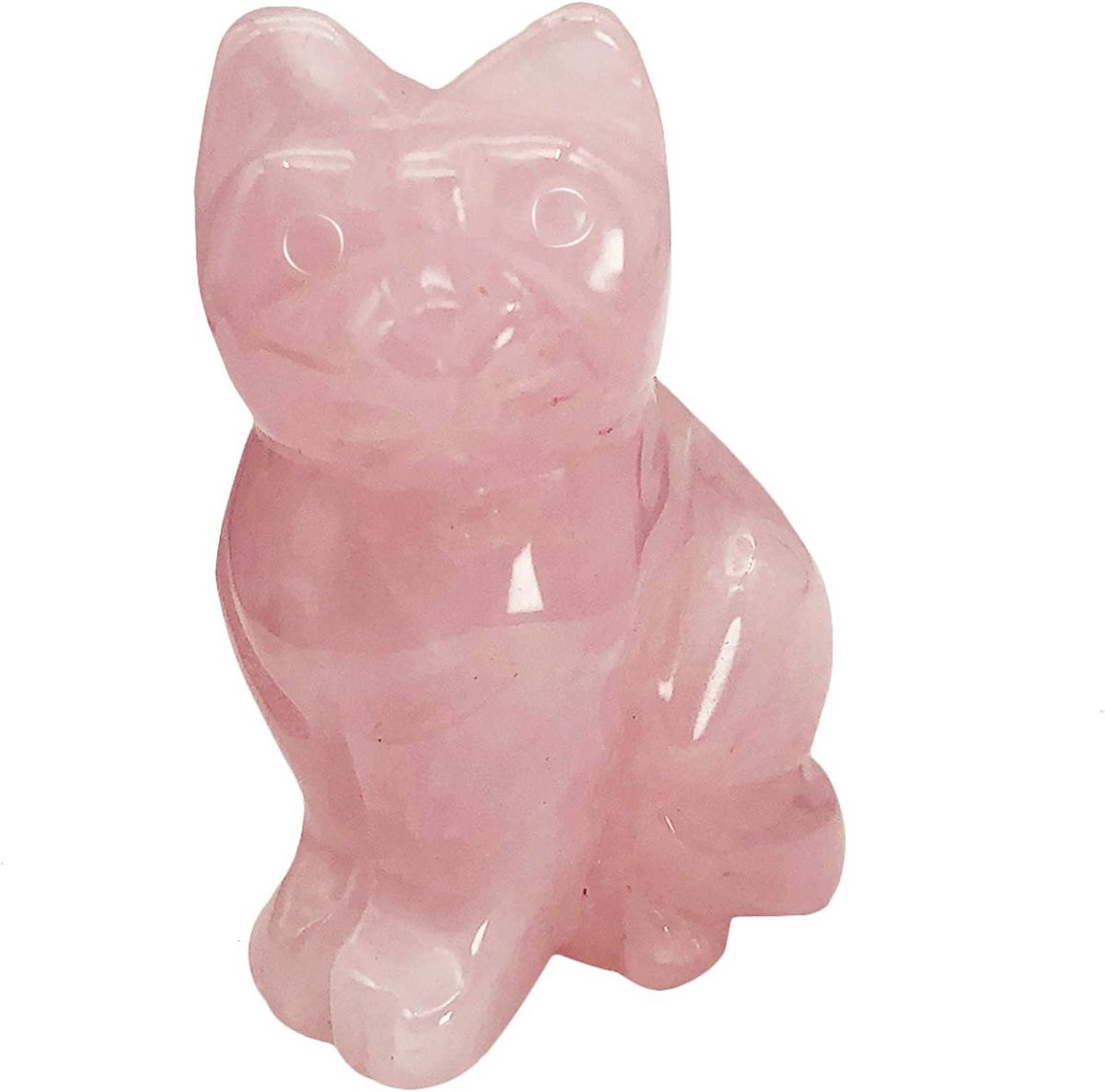 Rozenkwarts Gelukskat Standbeeld 5cm - Natuurlijke Edelsteen Kristal voor Healing en Woondecoratie