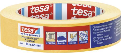 Tesa PRECISION STANDARD 04344-00003-00 Kreppband Präzisionskrepp Gelb (L x B) 50m x 25mm 1St.