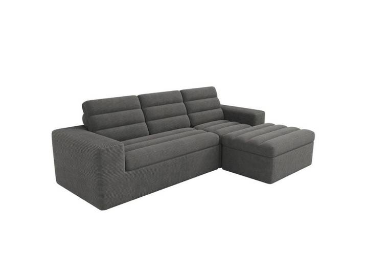Canapé nuage modulaire d'angle en L gris foncé velours côtelé sans cadre modules librement combinables sans assemblage