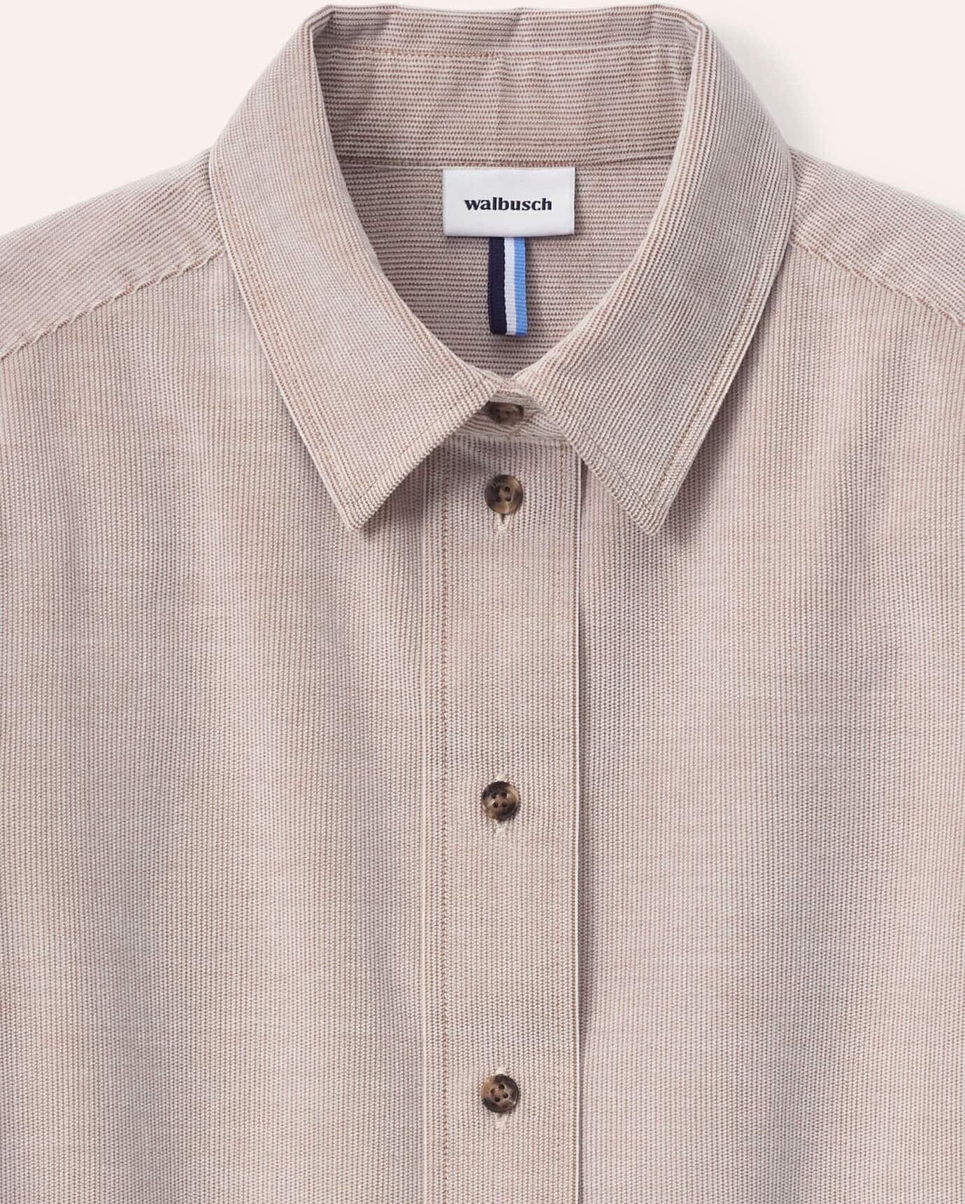 Walbusch Two-Tone Cord Bluse Boxi, #noch offen: Größenlauf, Farbe Beige, 48, reine Baumwolle modisch kürzere Form Damen