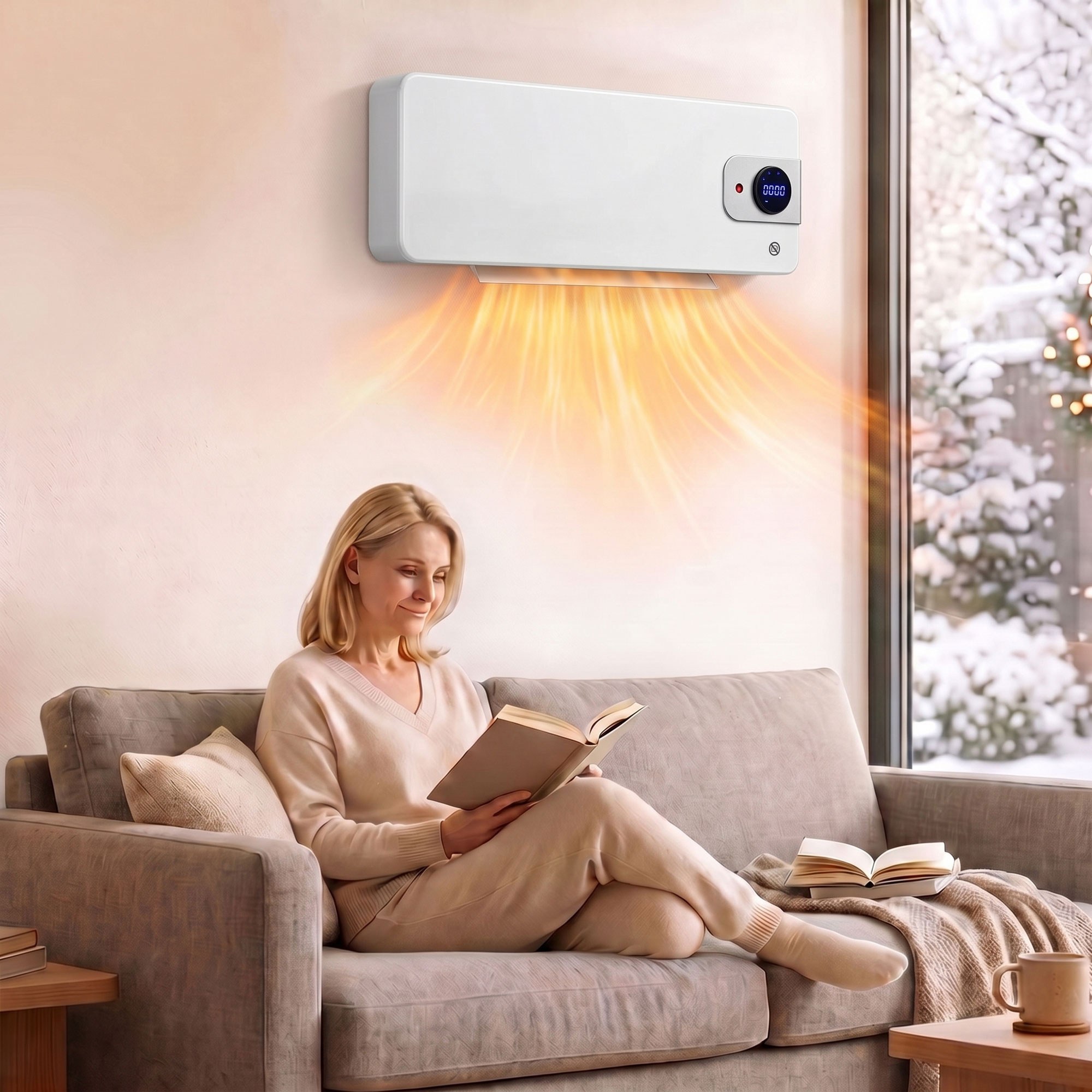 Homcom Termoventilatore Ceramico da Parete 2000W Controllo App 3 Modalità con Termostato, Timer, Telecomando, Bianco   Aosom Italy