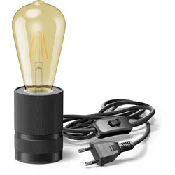 ledscom.de Tischlampe LITO, Schalter, schwarz, inkl. LED Lampe 489lm, extra-warmweiß