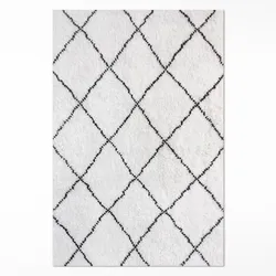 TEPPICH 150x225 cm Schwarze Linien Plüsch-Imitation Muster