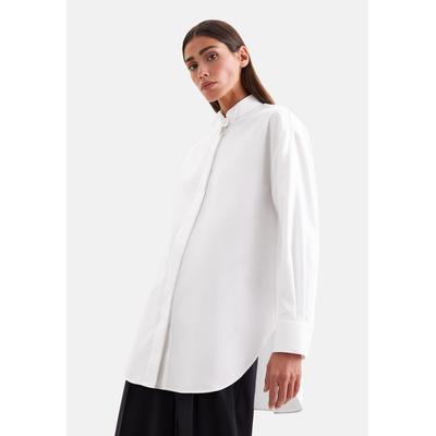 Hemdbluse SEIDENSTICKER, Damen, Gr. XS (34), weiß, 100% Baumwolle, unifarben, oversize, Blusen Hemdbluse, 1/1 Kläppchenkragen Uni
