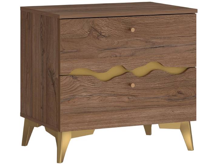 Nachttisch KENYATTA 2 Schubladen 60.2x41.3x57cm dunkelbraun dekor