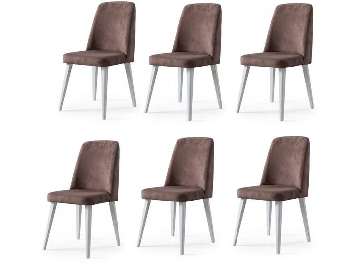Xlmoebel Sitzgruppe Elegantes Stuhl-Set mit 6 bequemen, braunen Holzstühlen, Made in Europa