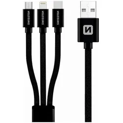 Swissten Textile Universal 3in1 USB-C (1.20 m, USB 2.0), USB Kabel