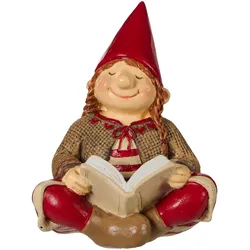 IB Laursen Ribenisserne Wichtel-Figur Signe mit Weihnachtsbuch, Rot/Braun - 7 x 6,5 x 9,7 cm