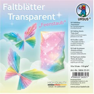 Ursus Faltblätter 38065501 Feenstaub, 15 x 15cm, 115g/m², Transparentpapier, 50 Blatt