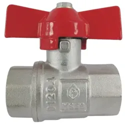 AquaCraft Kugelhahn 1/2 Zoll IG/IG 1001000125 mit Flügelgriff rot, Messing, DIN 50930-6