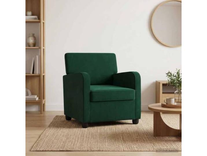 Sessel Dunkelgrün Samt mit Metallrahmen Polyester-Velours, Holzwerkstoff-Rahmen, breite Armlehnen, Leseecken, Schlafzimmer