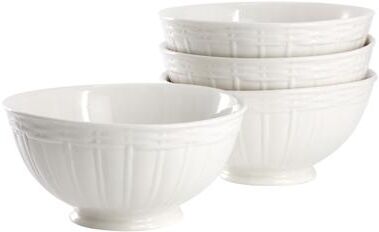 Martha Stewart Scallop 4 Piece Everyday Use 6 Inch Cereal Bowl Set in White