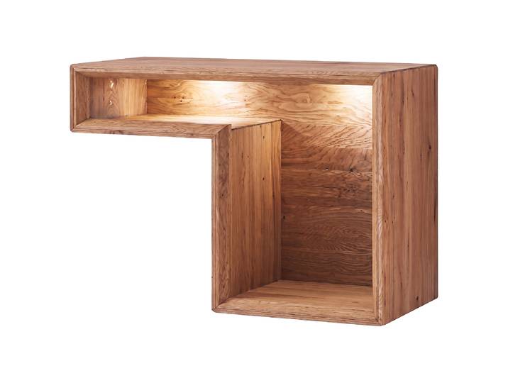 Étagère murale éclairée Matériau : Bois massif Surface en bois : Huilé Marron/Chêne sauvage 52cm