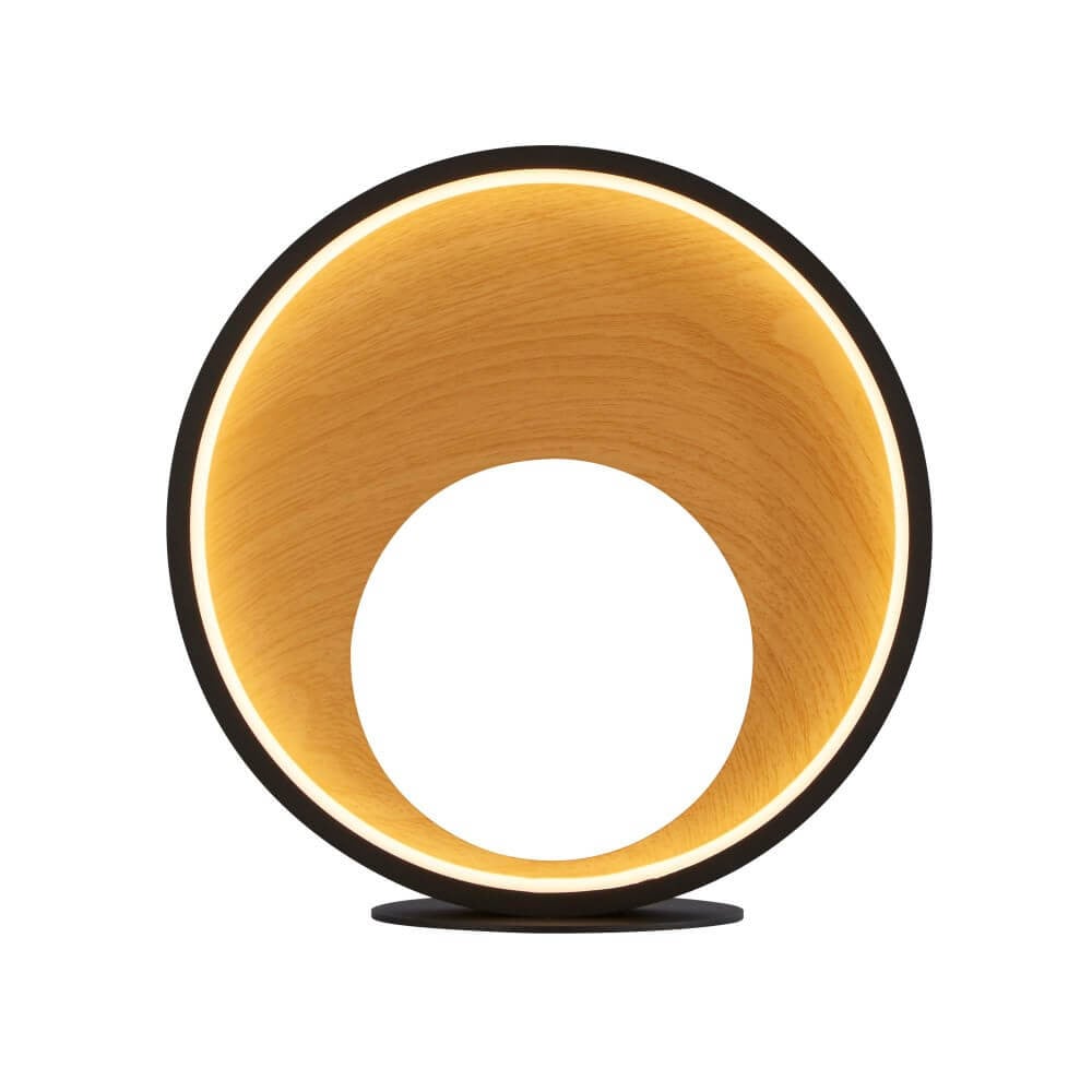 Searchlight Curio Design tafellamp zwart met hout