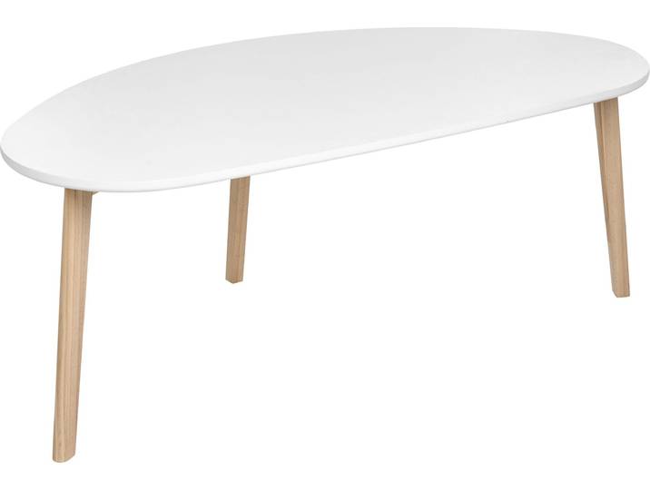 BELIANI Couchtisch Weiß MDF mit Kieferholz Beinen Hellbraun Skandinavischer Stil Asymmetrische Unregelmäßige Form Wohnzimmermöbel Groß