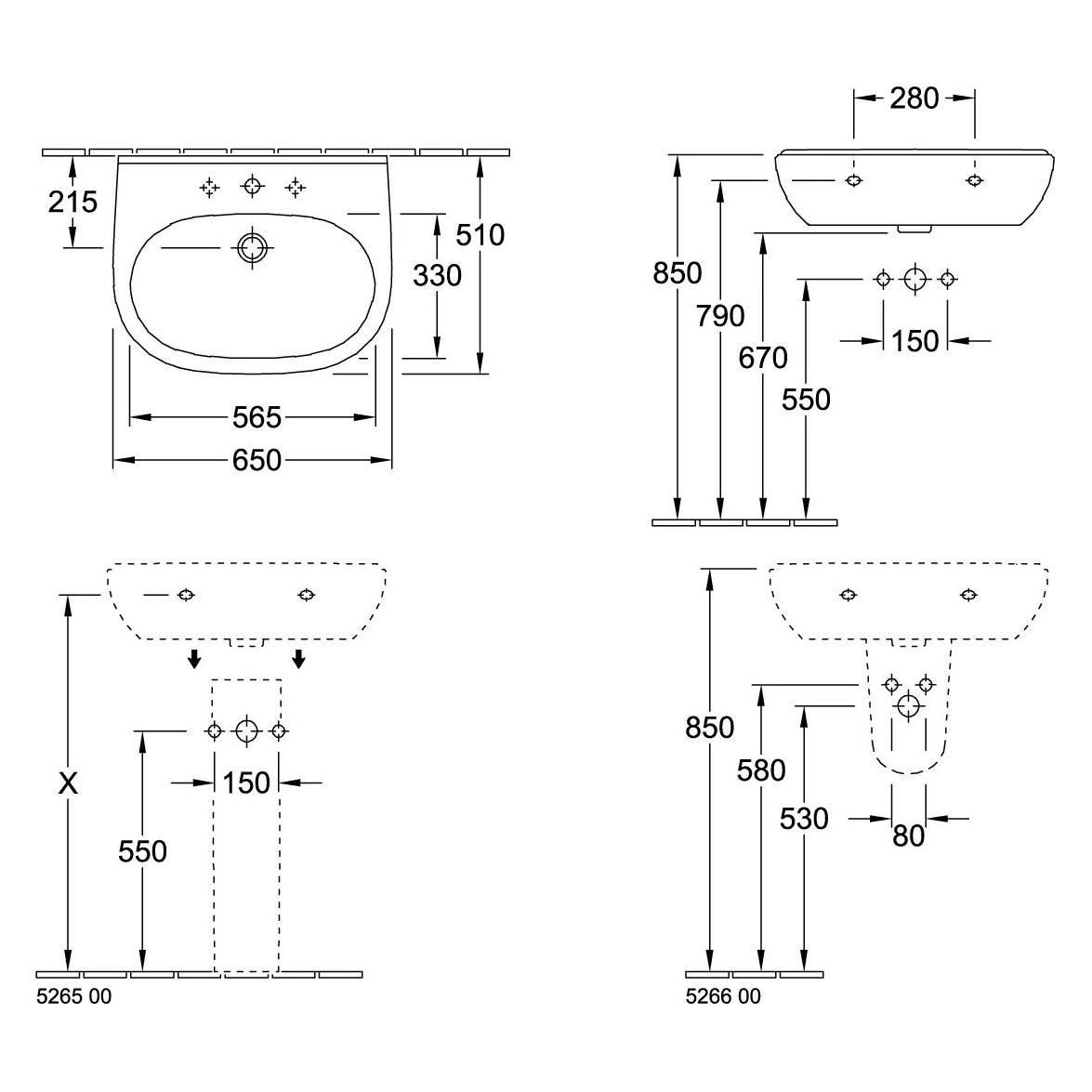 Villeroy & Boch V&B Halbsäule O.NOVO we (52660001)