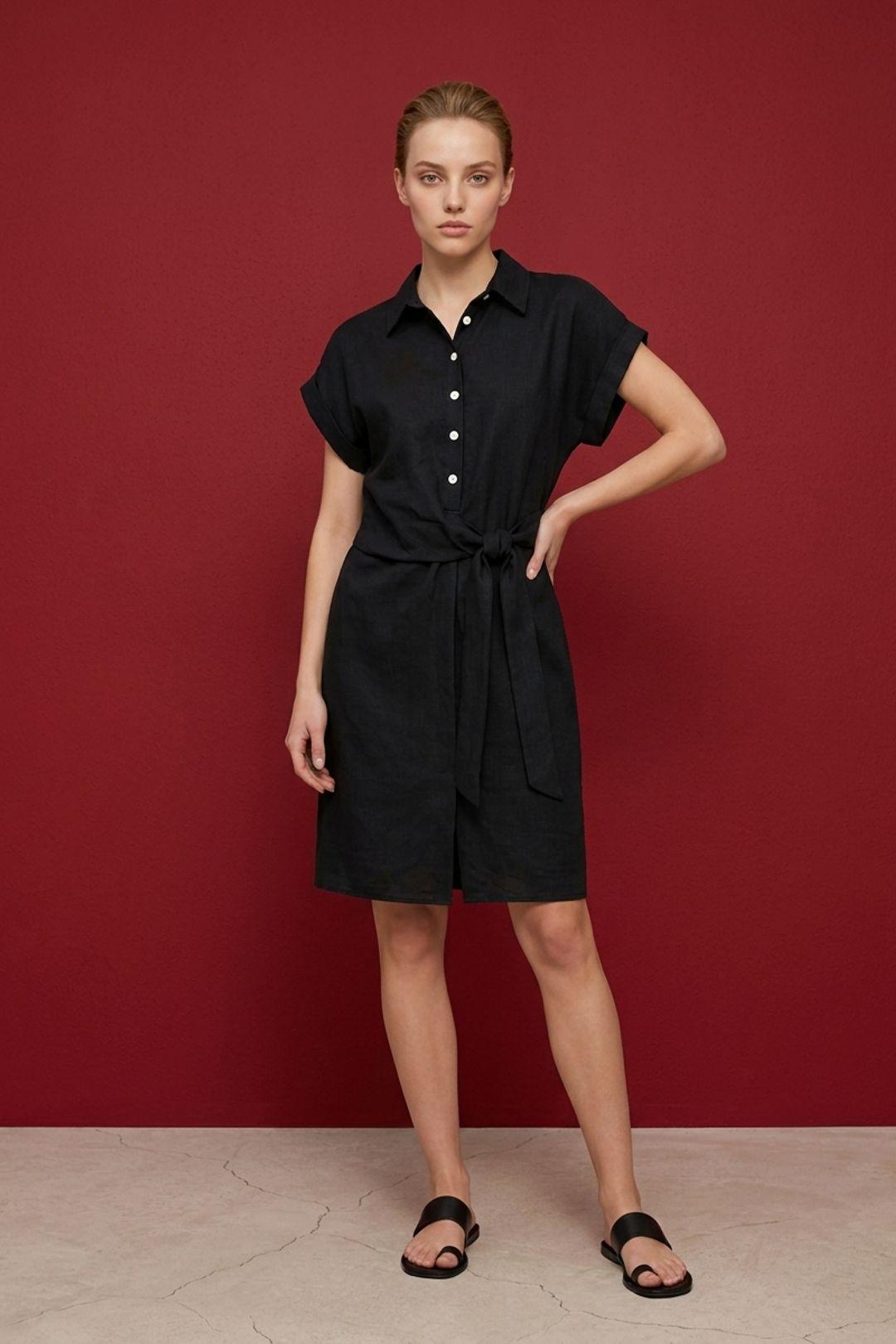 Katoenen Poplin Mini Overhemdjurk