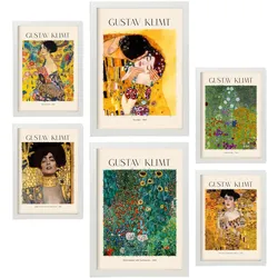 POSTER Set Mit 6 Klimt Posterblatt 1 Malergalerie A3 & A4 Weißer Rahmen