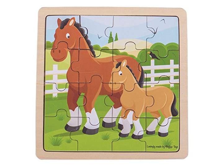 Bigjigs Toys Chunky Wooden Horse & Foal Puzzle