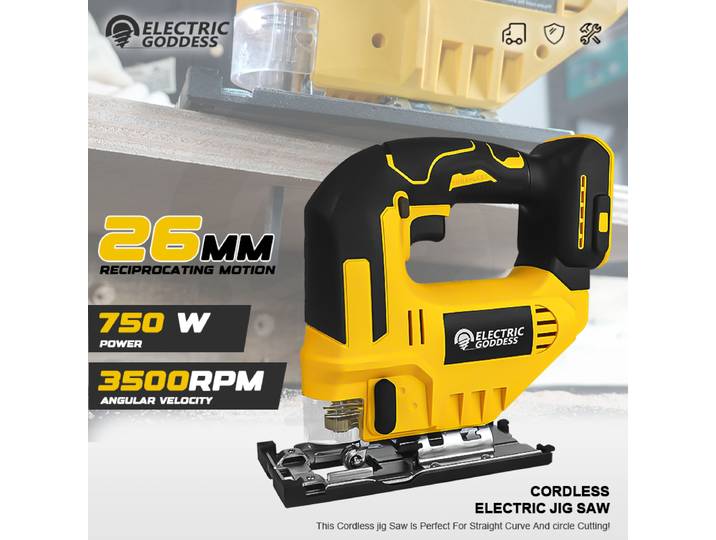 Scie sauteuse électrique sans fil 3500 tr/min, Angle de coupe de 45 degrés, outils de travail du bois pour Dewalt, broche de batterie 20V
