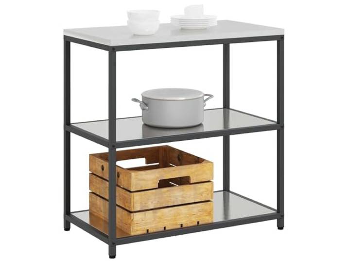 KTHLBRH HATTEM Küchenregal Stahl Silber 90x50x92 cm Plattenregale, modernes Design, einfache Montage, geeignet für den Außenbereich