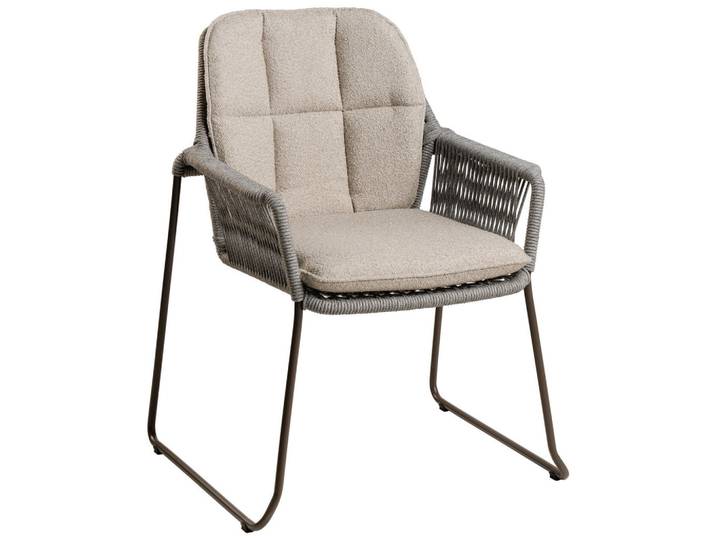 Tierra Outdoor Gartensessel, Weiß, Champagner, Metall, Kufe, Rundrohr, 66x87x64.5 cm, stapelbar, Gartenmöbel, Gartensessel