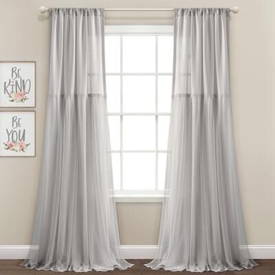"Lush Decor Tulle Skirt Solid Window Curtain Panel Pair - 84"" x 40"""