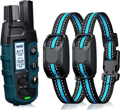Inspire Essentials 1000M Waterproof Training Collar For 2 Dogs With Shock Vibration And Beep Modes blue