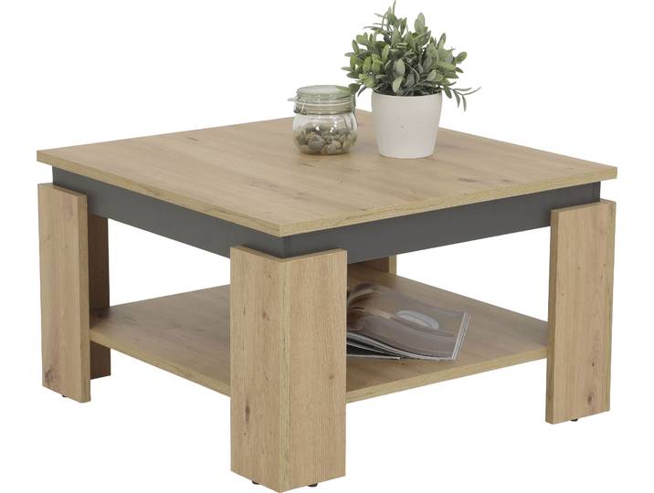 Couchtisch HELA TIM , grau (eiche, anthr), B:68cm H:41cm T:68cm, Tische, Couchtisch, mit Ablageboden, quadratisch oder rechteckig