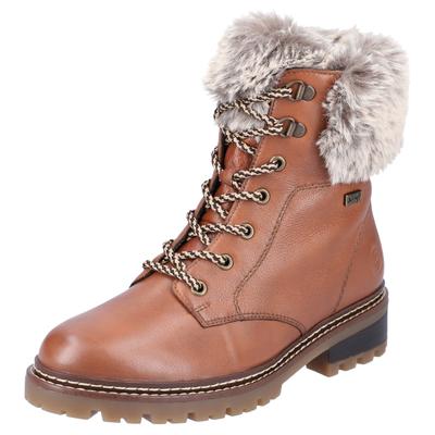 Winterboots REMONTE "ELLE-Collection", Damen, Gr. 38, Schurwolle, braun (braun, kombiniert), Leder, Textil, Schuhe Winterboots, mit Kontrastnaht