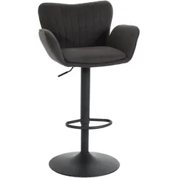 Décoshop26 - Drehbarer Barhocker x1 mit Armlehne drehbarer Fußstütze dunkelgrauem Stoffbezug schwarzem Metallgestell 04_0008587 04_0008587