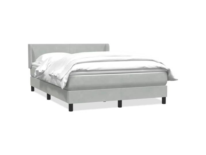hliofuir Boxspringbett 160x210 mit Matratze Topper Hellgrau Samt Komplettes Doppelbett fürs Schlafzimmer mit verstellbarem Kopfteil, Polsterbett aus weichem Samtstoff.