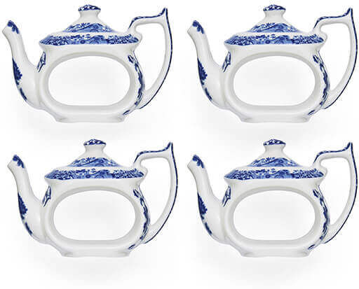 Spode Blue Italian Set of 4 Teapot Napkin Rings
