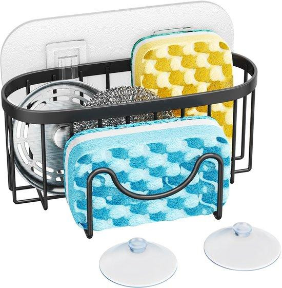 Benza Ibenzoa RVS spoelbakorganizer in M-vorm, zwart, 16,5 x 5 x 7,5 cm, zelfklevend