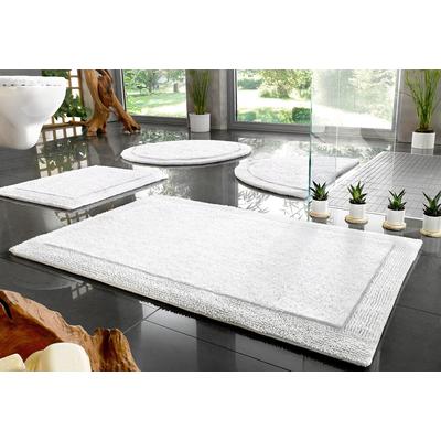 Badematte OTTO HOME "Kapra, Badvorleger, Badezimmer Teppich" Gr. 6, weiß, H:14mm, Baumwolle, Badematten, Badematte, mit Bordüre, Badteppich, Badematte, Baumwolle
