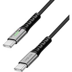 LogiLink USB-C® Kabel USB 2.0 USB-C® Stecker 0.30 m Schwarz mit LED, beidseitig verwendbarer Stecker CU0420