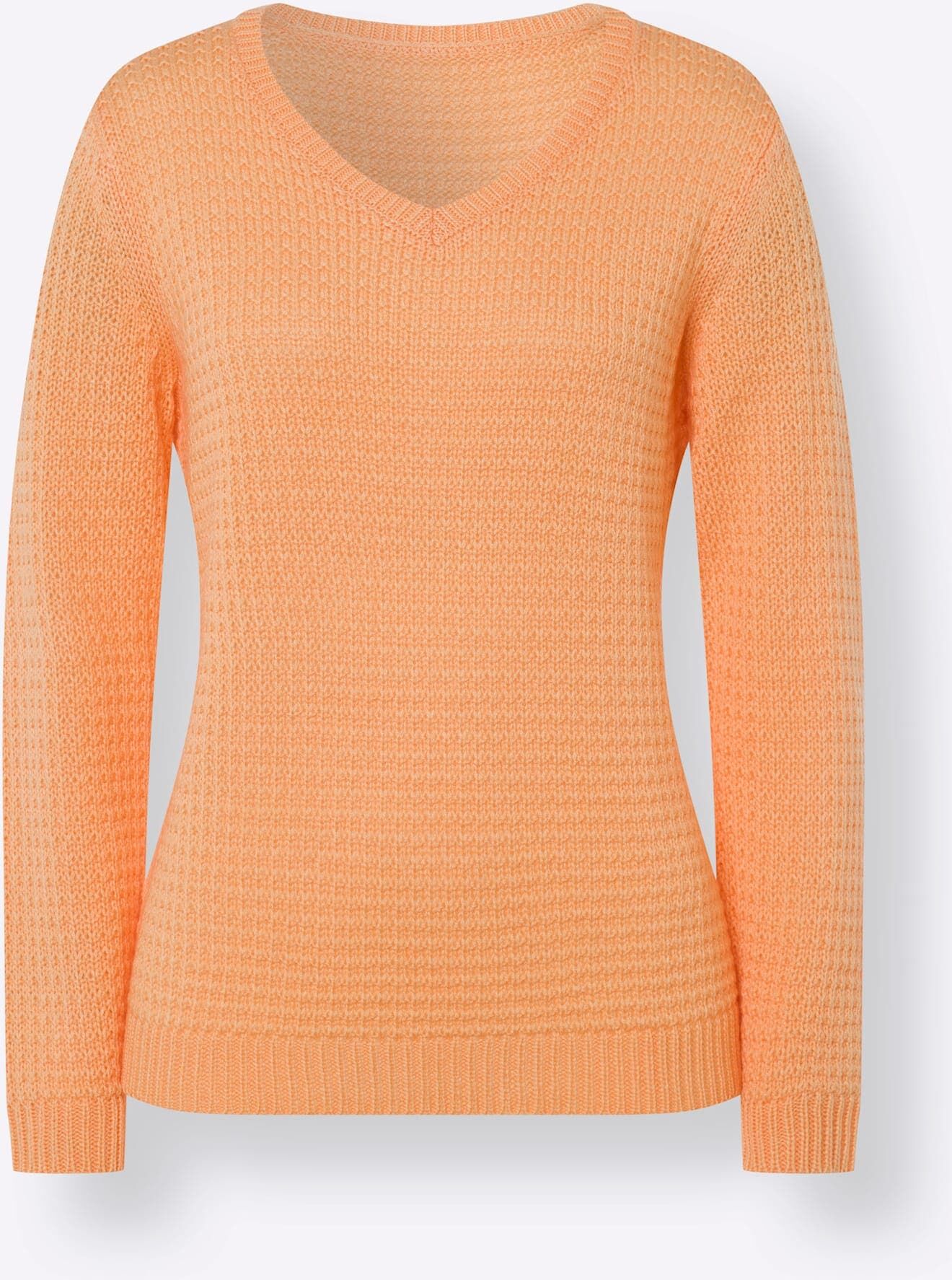 Strickpullover CLASSIC BASICS "Langarm-Pullover", Damen, Gr. 46, rot (apricot), 100% Polyacryl, unifarben, Pullover Strickpullover