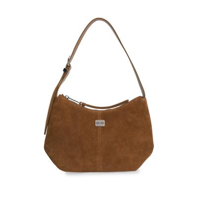 Schultertasche TOMMY JEANS "TJW SLOUCHY SUEDE SHOULDER BAG", Damen, Gr. B/H/T: 29,5cm x 20cm x 1cm, braun, Leder, Taschen Schultertasche, Tragetasche, Schultertasche, Handtasche mit Ziernaht