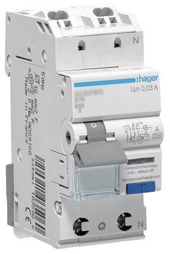 Hager ADS913D FI-Schutzschalter/Leitungsschutzschalter 2polig 13A 0.03A 240V