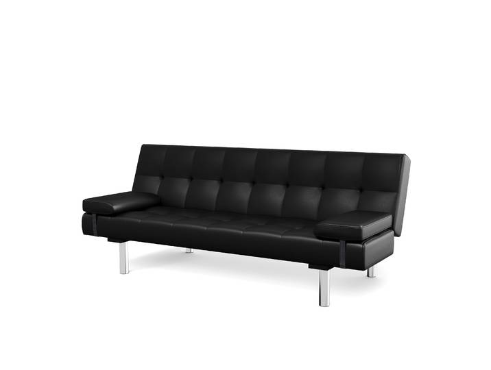 Schlafsofa Leder LENNY schwarz