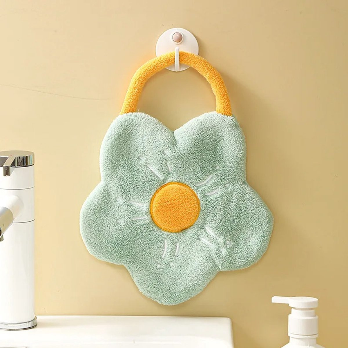 WiseGoods Premium Gastenhanddoek Bloem - Groen - Zacht en Sneldrogend