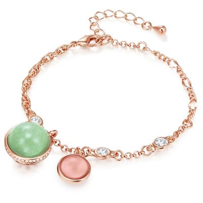 Gliederarmband LULU & JANE "LJ495", roségold, weiß, Armbänder, Damen, Metall, Gliederarmband, Metall-Legierung