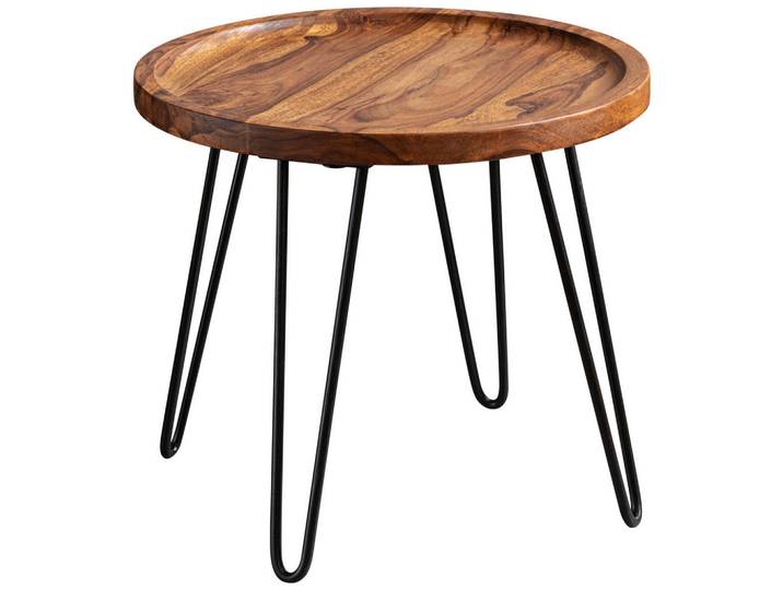 Mid.you Couchtisch, Sheesham, Holz, Sheesham, massiv, rund, U-Form, 45x40x45 cm, Holzmöbel, Holztische, Couchtische Holz
