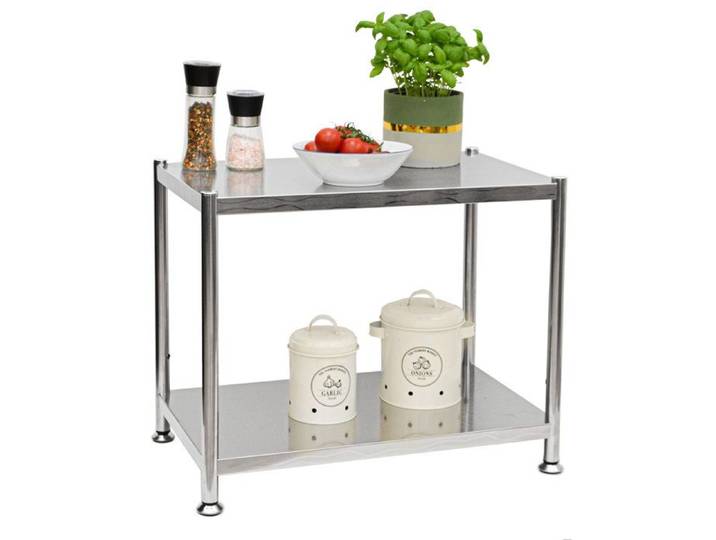 Étagère métallique en acier inox - 61x36x50 étagère murale jusqu'à 60kg - 2 niveaux