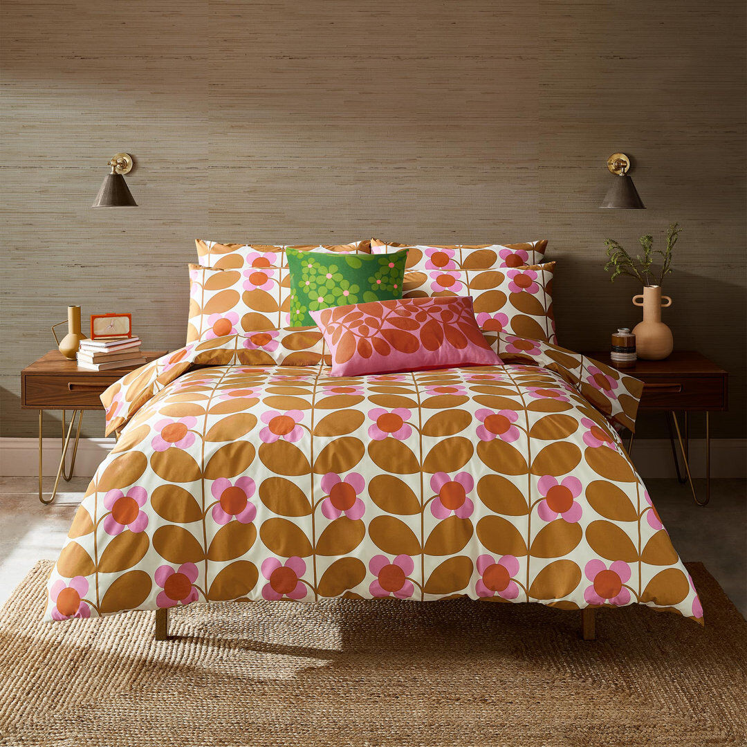 Orla Kiely Stem Bloom Bedset White;Orange;Pink Super King