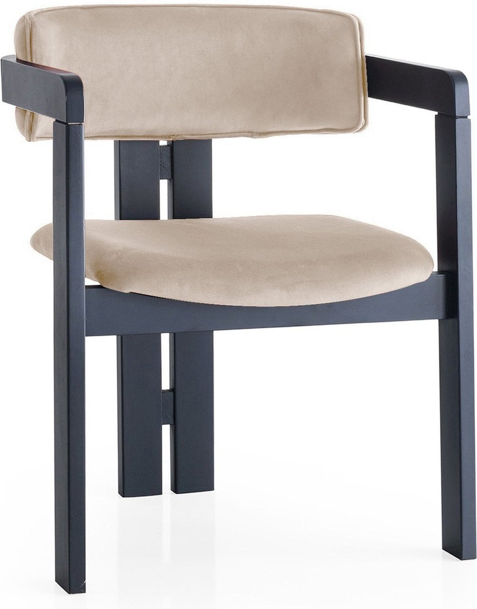 Asir Stoel met Fluwelen Stof - Zwart & Beige