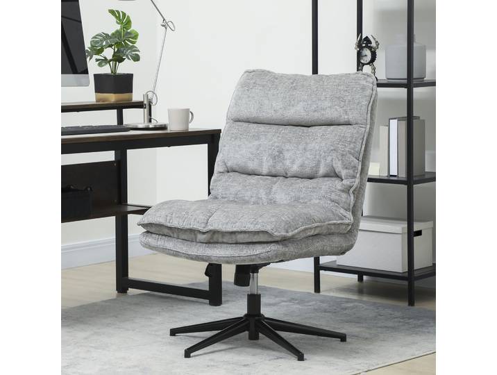 HOMCOM Chaise Pivotante Bureau Tissu Gris Réglable Rembourrée