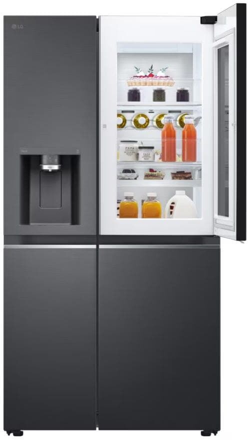 LG Kühl-/Gefrierkombination, Energieeffizienz: E, grau (schwarz), zzgl. Crushed Ice, Kühlschränke, InstaView™, Kühl-/Gefrierkombination schwarz zzgl. Crushed Ice