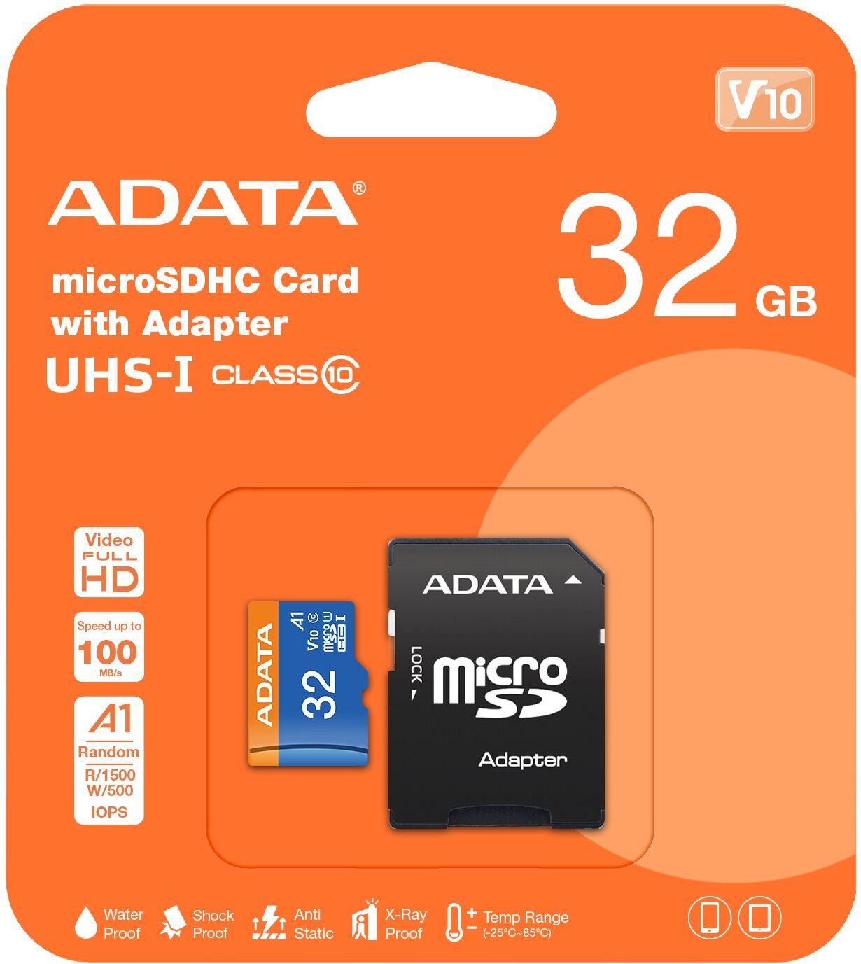 ADATA Premier microSDXC/SDHC UHS-I Class 10 A1 V10 Memory Card with SD Adapter 32GB